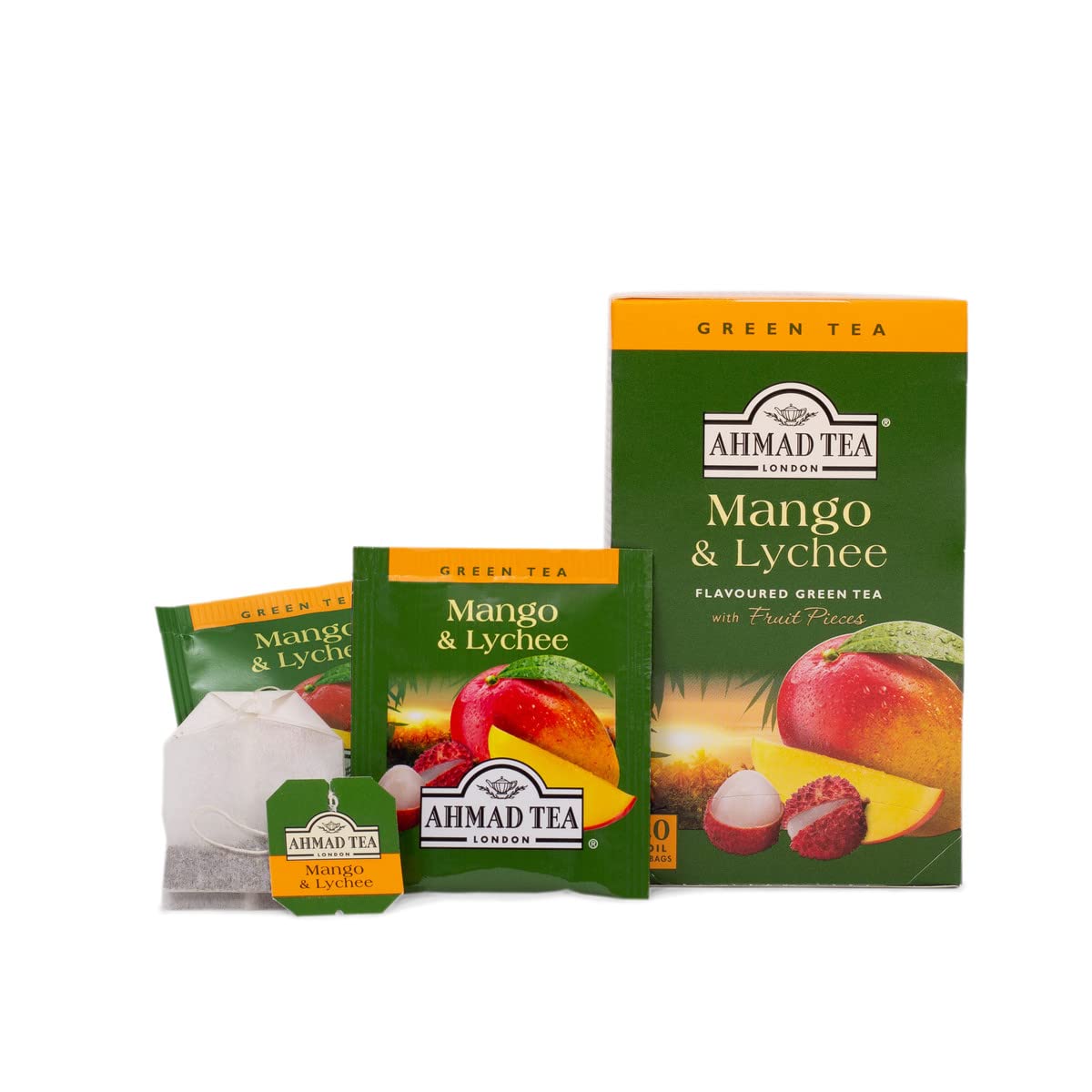 Ahmad Tea Green Tea, Mango & Lychee Teabags 6 pack
